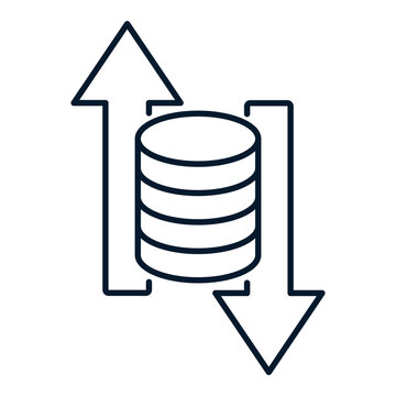 database with up and down arrows clip art preview