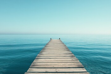 Obraz premium Serene Wooden Pier Extending into Clear Blue Ocean