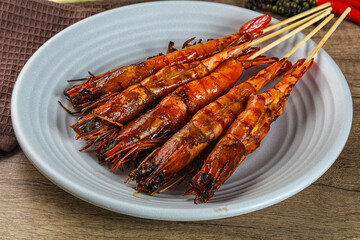 Tasty grilled tiger prawn snack
