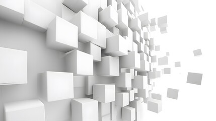 Obraz premium Flying cubes on a white background. 3d render. 