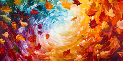 Autumn Leaves in Oil Painting Style