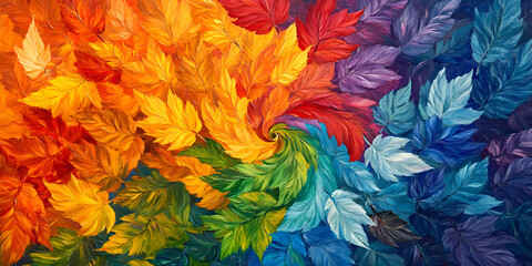 Autumn Leaves in Oil Painting Style