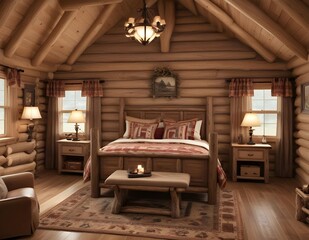 Fototapeta premium interior design of a log cabin