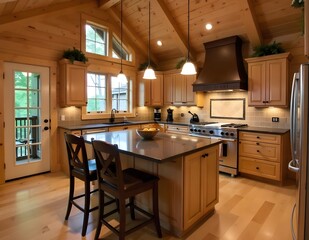 interior design of a log cabin