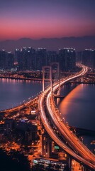 Fototapeta premium Vibrant cityscape showcasing incheon bridge in stunning detail image