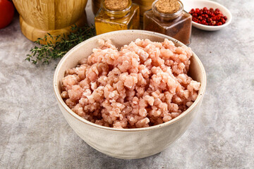 Homemade Raw pork minced meat