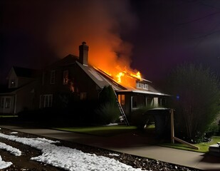 the house burn in the night