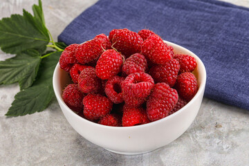 Ripe sweet and juicy organic raspberry