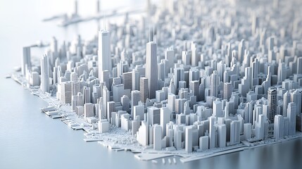 Fototapeta premium 3d illustration of chicago city with white material. 