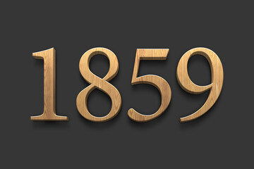 3D wooden logo of number 1859 on dark grey background.