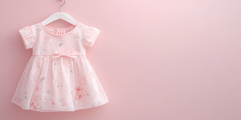 Elegant Pink Dress Hanging with Floral Background