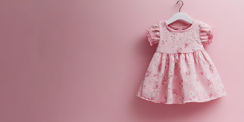 Elegant Pink Dress Hanging with Floral Background