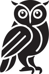 Wise Owl Vector Silhouette, Owl Illustration, Owl Art Hand Drawn Line Art, Owl on White Background