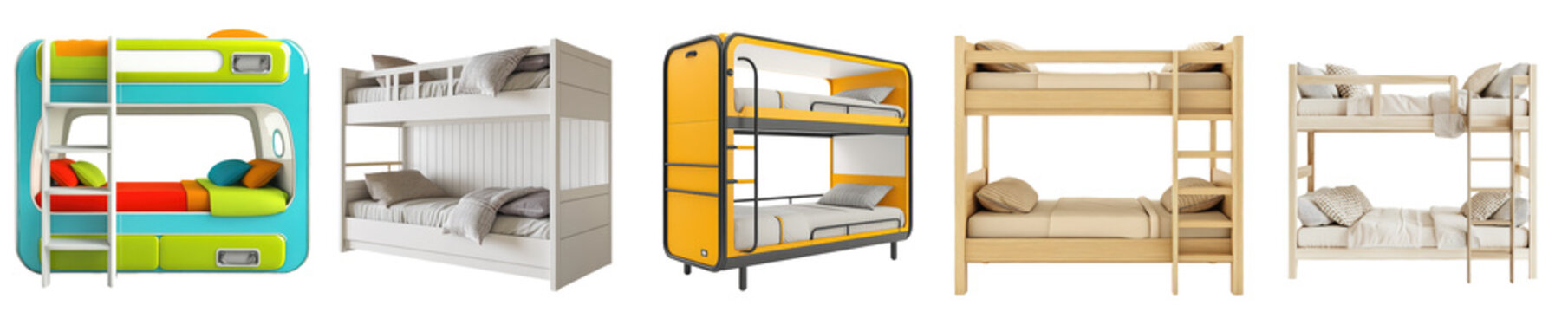 Bunk bed set isolated Png, transparent without background.