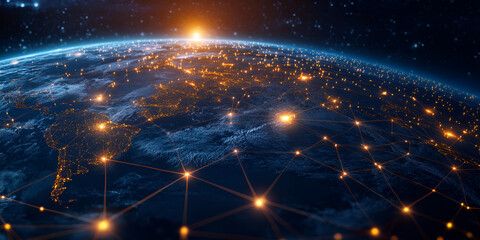 Network of Glowing Connections Over Earth from Space