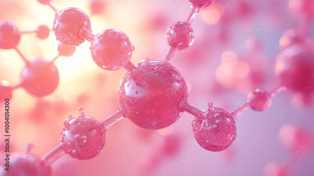 Poster a 3d molecular structure suspended in the air, isolated on a pastel gradient,