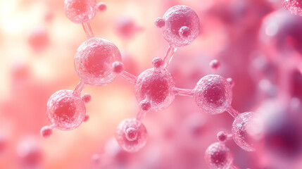 A 3D molecular structure suspended in the air, isolated on a pastel gradient,