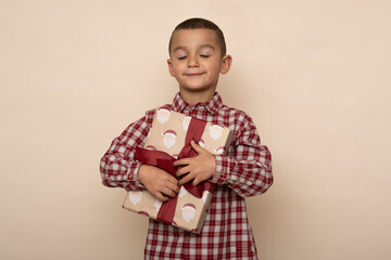 Cute young latino boy is ready for Christmas.