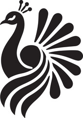 Fototapeta premium Peacock Vector Silhouette, Peacock Illustration, Peacock Art Hand Drawn Line Art, Black and White Peacock