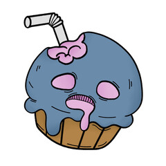 a drawing of ghost cupcake for halloween party