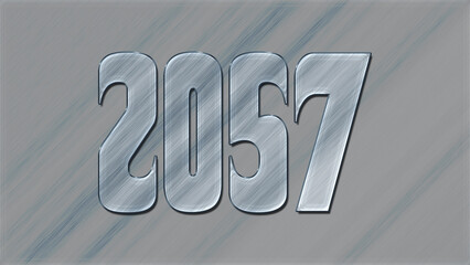 3D Glass effect number design of 2057, glassy background.