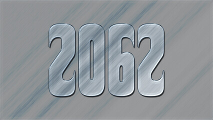 3D Glass effect number design of 2062, glassy background.
