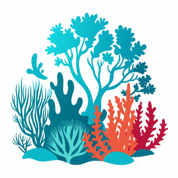 recommend clip art: Coral reef silhouette vector illustration on white background