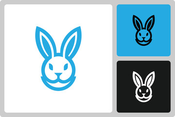 Bunny Head Logo Icon with Minimalist Design