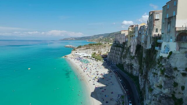 Tropea from a drone, Tyrrhenian Sea, Calabria, Italy, Europe