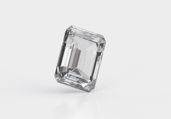 Diamond with reflection on white background