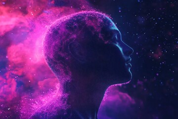 Futuristic Profile with Cosmic Elements