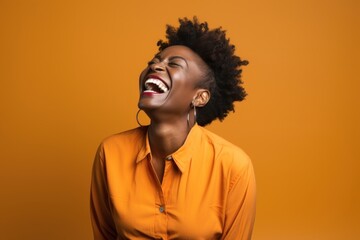 Laughing smile adult woman.