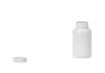 Blank plastic pill bottle, transparent background