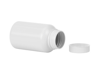 Blank plastic pill bottle, transparent background