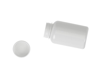 Top view. Blank plastic pill bottle, transparent background