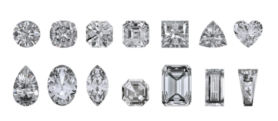 Set of diamond with high quality, transparent background
