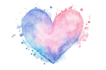 Watercolor heart with soft pastel hues ,Isolated on transparent background