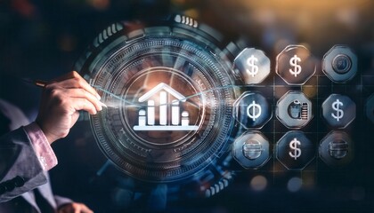Growth in business and finance, growing graphs and charts. Generated image