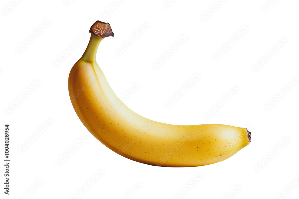 Poster Vibrant ripe banana with a slight curve ,Isolated on transparent background