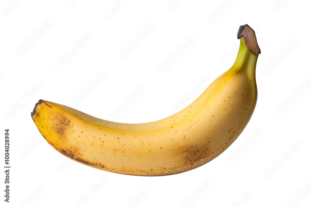 Poster Vibrant ripe banana with a slight curve ,Isolated on transparent background