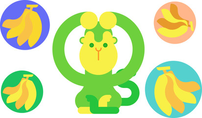 カラフルで可愛いサルのアイコン