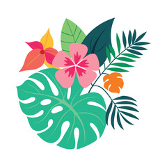 Vibrant tropical botanical vector drawing