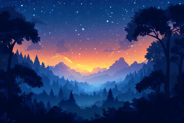 Fototapeta premium illustration featuring digital abstract technology with space for titles, layered over a forest background. Ideal for tech design concepts. 