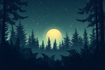 Naklejka premium illustration featuring digital abstract technology with space for titles, layered over a forest background. Ideal for tech design concepts. 