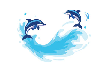 Dolphins jumping in water