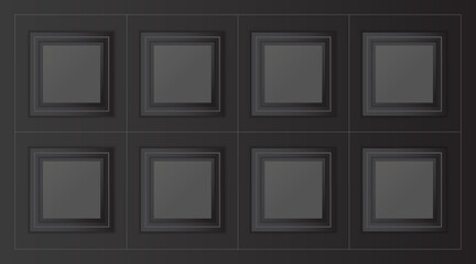 Black square frame on dark background. Vector Illustration