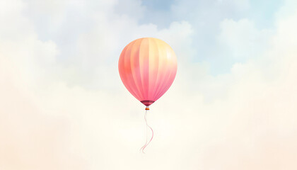 Obraz premium A delicate watercolor painting of a colorful balloon floating in a dreamy sky