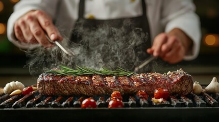 Italian Chef Grilling Flavorful Florentine Steak