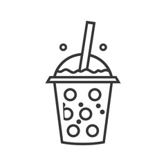 Line Drawing of a Boba Tea with Straw