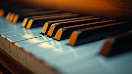 Close-Up of Soft Keys on a Grand Piano